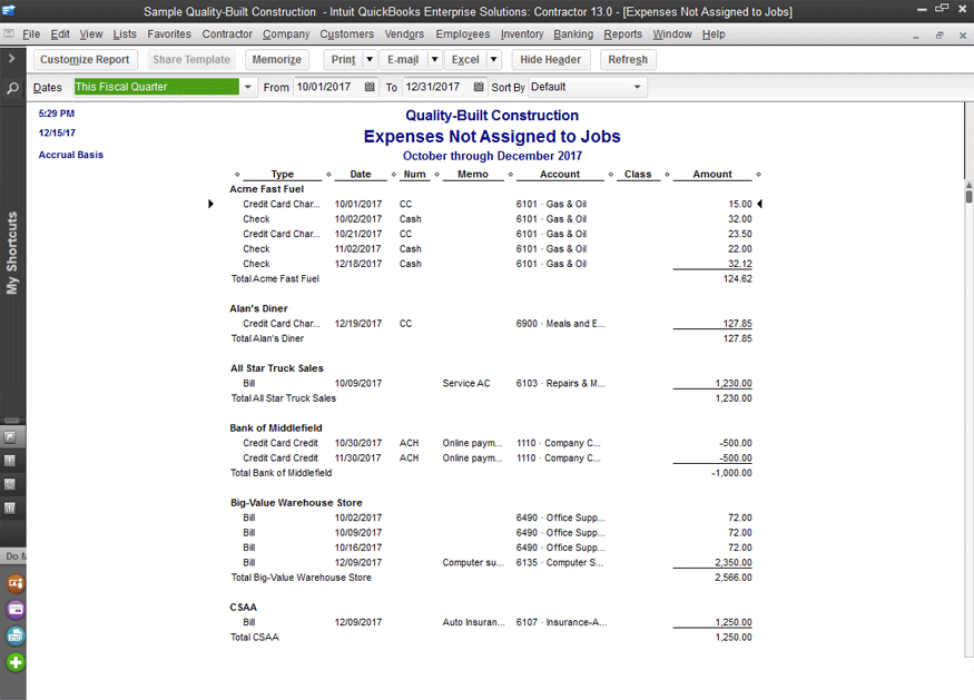 building contractor expenses